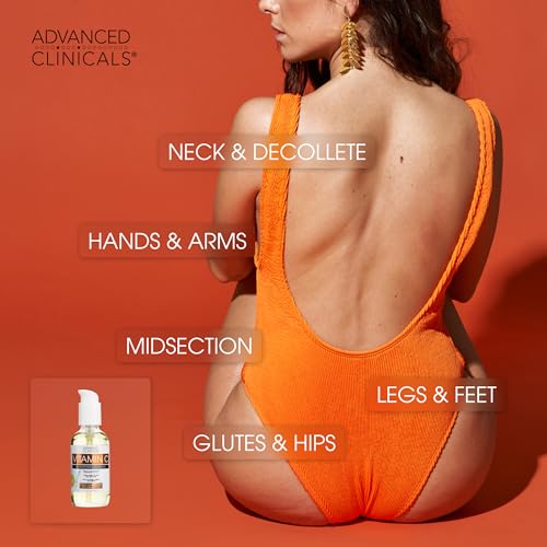 Advanced Clinicals Brightening Vitamin C Cream Moisturizer + Vitamin C Body Oil 2pc Skincare Set | Nourishing, Brightening, & Hydrating Body Oil & Body Lotion To Improve Appearance Of Dark Spots, 2pc