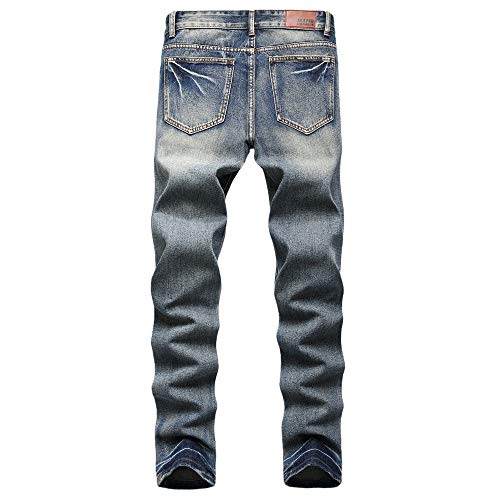 AITITIA Men's Ripped Regular Fit Jeans (32, 333 Blue)