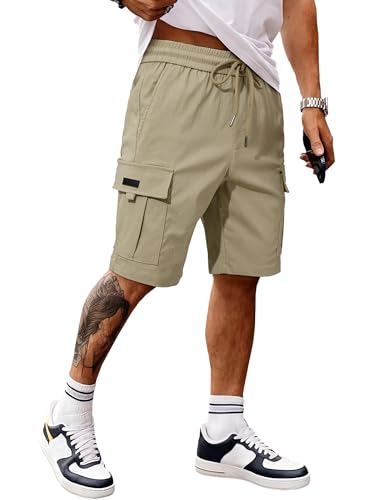 JMIERR Mens Classic Khaki Cargo Shorts Classic Loose Fit Big & Tall Summer Work Short with 5 Pockets, 3XL