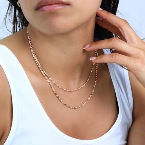 Nuragold 10K Real Rose Gold Rope Chain Diamond Cut Necklace (1.5mm-6mm) - 2mm,28"