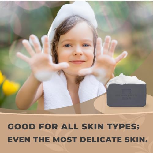 One With Nature Activated Charcoal Soap 4oz 6-Pack Gift Box – Detoxifying and Exfoliating Charcoal Soap Bar with Dead Sea Salt for Face & Body, for Men & Women