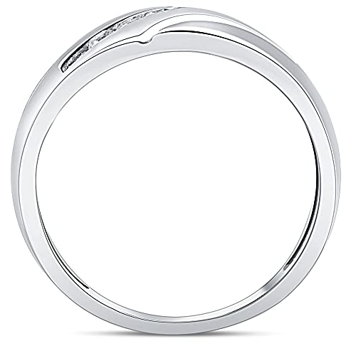 P3 POMPEII3 Pompeii Mens 1/3ct Diamond Wedding Ring 10k White Gold Anniversary Band - Size 9