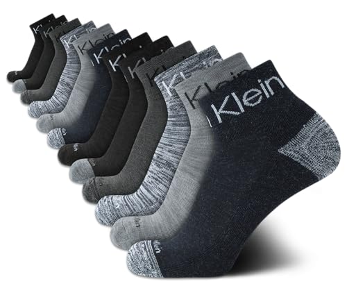 Calvin Klein Men's Socks - Athletic Cushioned Quarter Cut Ankle Socks (12 Pack), Size 7-12, Assorted