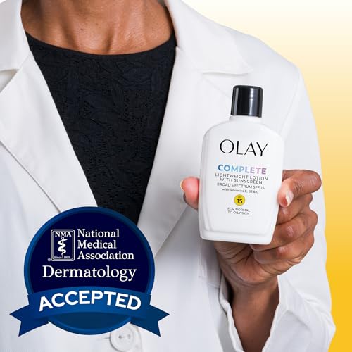Olay Face Moisturizer, Complete with Sunscreen SPF 15, Daily Facial Lotion for Normal Skin, Lightweight Hydrating Broad Spectrum Sun Protection - Vitamin C, E, and Niacinamide - 6 Oz 2 Pack