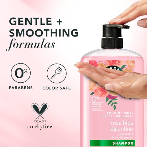 Herbal Essences Shampoo, Rose Hips + Passionfruit - Smooth Collection, Shiny Hair with Vitamin E & Jojoba, Safe for Color Treated Hair, Floral Scent, Cruelty-Free, Dermatologist-Tested, 29.2 Fl Oz