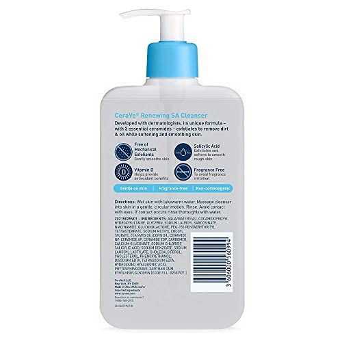 CeraVe Renewing Salicylic Acid Cleanser, BHA Exfoliating Face Wash, 16oz