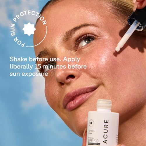Acure Sun Serum Drops SPF 30 - Skincare for a Hydrating Glow - 1 fl oz