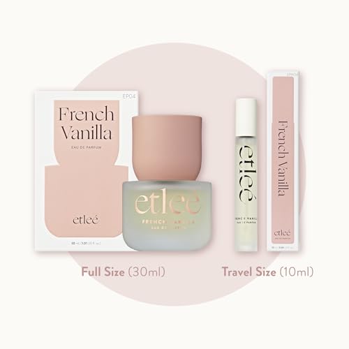 ETLEÉ French Vanilla Eau de Parfum 1.01oz, Long Lasting Perfume Inspired by Kay Vanilla 28, Oriental Notes With Pear, Musk, Amber, Rose, Lily, Patchouli & Sandalwood, Luxury Fragrance for Women & Men