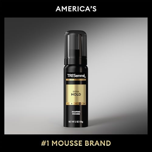 TRESemmé Shaping Mousse, Travel-Size, Extra Hold 12-Pack – Moisturizing Hair Mousse for Sculpting, 24H Frizz Control, 2 Oz Ea