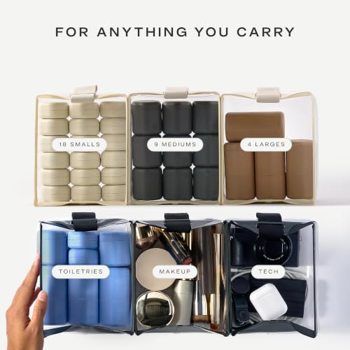 Cadence Parcel - Clear Travel Kit with Zipperless Magnetic Closure - Pebble, Medium - Durable, Leak-Resistant and TSA Approved Toiletry Bag - Modular Organization - Recycled TPU (1 Qt)