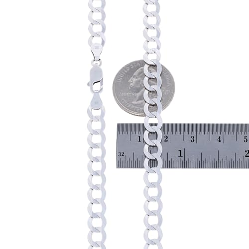 Nuragold 10K Real White Gold Cuban Curb Solid Italian Link Chain Necklace - 30",7mm