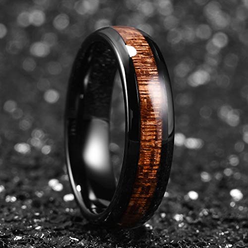 King Will Men'S Ceramic Ring 6mm Black Maple Size99