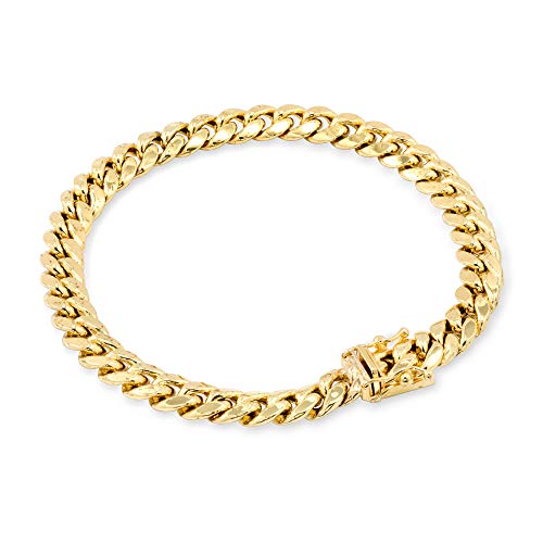 Nuragold 14k Yellow Gold 6.5mm Miami Cuban Link Chain Bracelet, Mens Womens Jewelry Box Clasp 7" 7.5" 8" 8.5" 9"