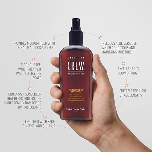 American Crew Men's Spray Gel, Medium Hold & Natural Finish, 8.4 fl oz