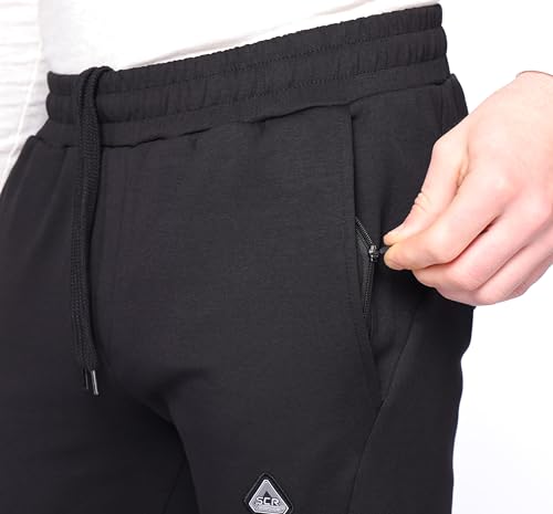 SCR Tall Mens Sweatpants - Luxury Cotton Mens Athletic Pants - Comfortable Men's Joggers with Zipper Pockets - Long Open Bottom Sweat Pants for Men – Black, 36Wx33L