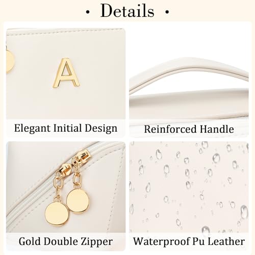 CLOUDWINGS Initial Makeup Bag Personalized Gift for Women Teen Girls
