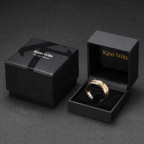 King Will 8mm 18K Gold Plated Tungsten Wedding Ring Brush Center Size 10