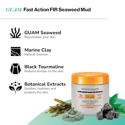 GUAM Anti-Cellulite Mud Cold Formula – Seaweed Body Wrap for Legs & Thighs – Skin Tightening, Lymphatic Drainage & Water Retention Relief (2.2 Lb)