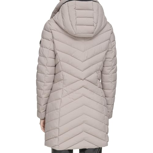 DKNY Women's Hooded Long Puffer Jacket, Thistle