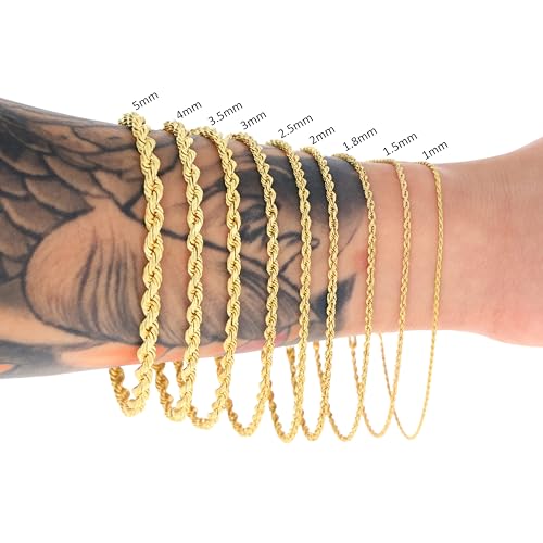 Nuragold 10K Real Yellow Gold Rope Chain Diamond Cut Bracelet Men & Women - 5mm,8.5"