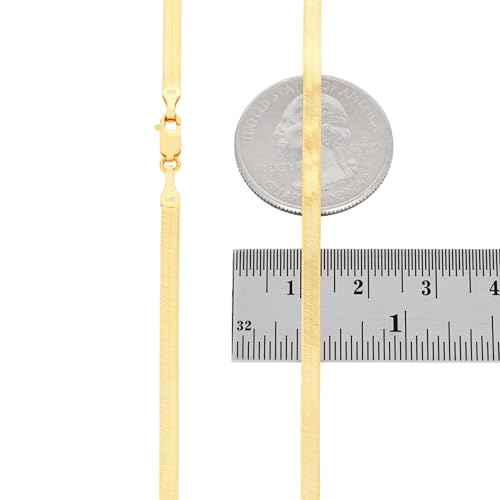 Nuragold 14K Real Yellow Gold Herringbone Chain Flexible Necklace (3mm-7mm) - 3mm,18"