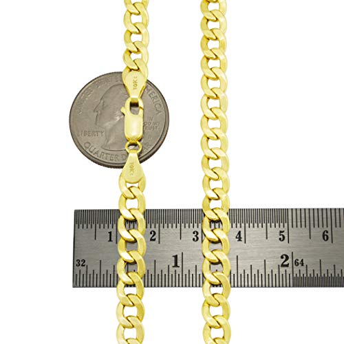 Nuragold 10k Real Yellow Gold Cuban Curb Link 6.5mm Chain Necklace, 16"-30" - 24"