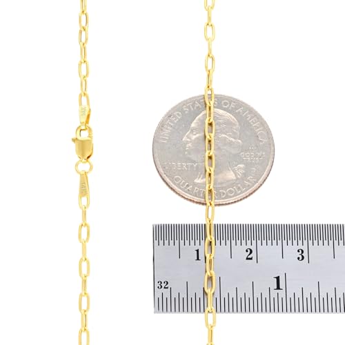 Nuragold 14k Real Yellow Gold 2mm Paperclip Chain Cable Dainty Bracelet - 7.5"