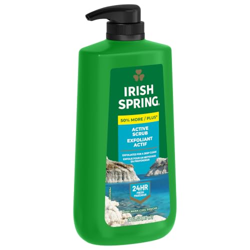 Irish Spring Active Scrub Body Wash for Men, Cool Fresh Scent, 887 mL
