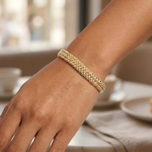 Floreo 14k Yellow Gold 8.8mm Rice Mesh Bracelet, 7 Inch