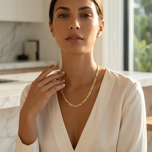 Floreo Italian 14k Gold Over 925 Silver 7.3mm Figaro Chain Necklace, 20 Inch