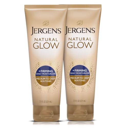 Jergens Natural Glow +Firming Self Tanner Body Lotion, Med-Deep, 7.5oz, 2pk