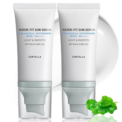 2 Pcs 𝐶𝑒𝑛𝑡𝑒𝑙𝑙á Sunscreen SPF50 PA++++, Hyalu Cica Water-Fit Sun Serum, Cen-tella Madagascar Face Sun Screen Long-Lasting Protection, Matte No White Cast for All Skin Type and UV Defense