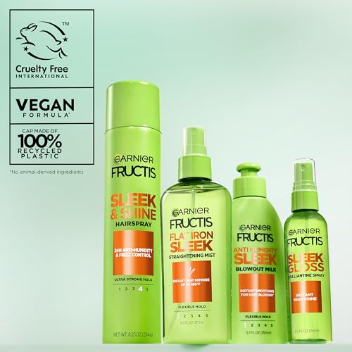 Garnier Fructis Sleek & Shine Hairspray, Provides 24-Hour Anti-Humidity and Frizz Control, Extra Strong Hold, Infused with Bamboo Extract for Ultra-Smooth Hair, 8.25 oz (Packaging May Vary)