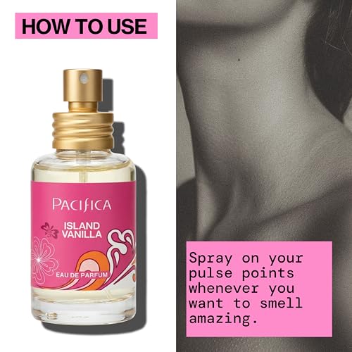 Pacifica Island Vanilla Perfume – Clean Vanilla Fragrance for Women - Warm Tropical Aroma - Long-Lasting Clean Beauty Non Toxic Scent, Vegan & Cruelty-Free, 1 oz Travel-Friendly Spray