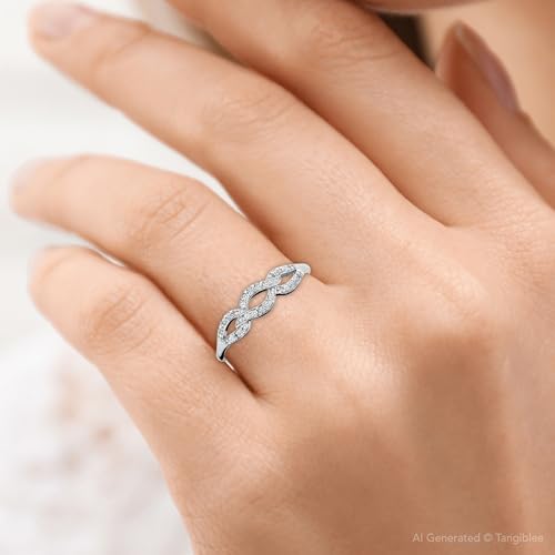 P3 POMPEII3 Pompeii 1/10ct Petite Diamond Infinity Ring 10K White Gold - Size 6