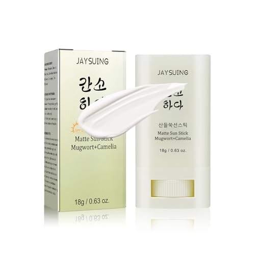 Matte Sun Stick Mugwort + Camelia Korean Sunscreen Stick for Face Moisturizer with SPF 50+ PA+++ Matte Sunscreen for Face & Body Non Greasy, No White Cast （18g/0.63oz）