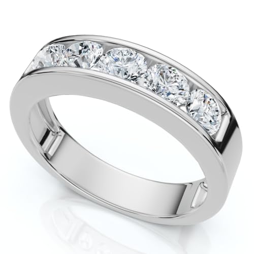 P3 POMPEII3 Pompeii 1 1/4ct Diamond Wedding Ring Channel Set Mens Ring 14k White Gold - Size 9