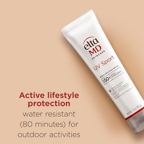 EltaMD UV Sport Sunscreen, Water and Sweat Resistant 80 Min, SPF 50, 3 oz