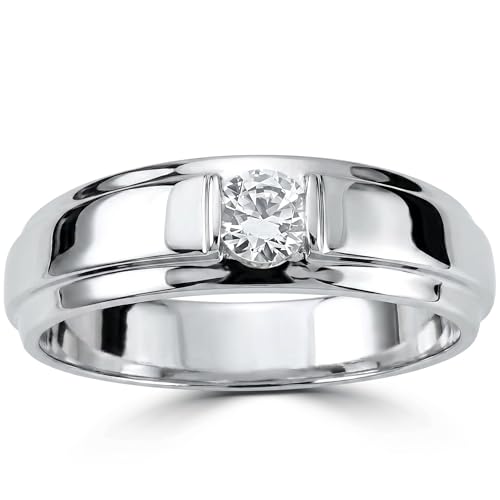 P3 POMPEII3 Pompeii 1/6CT Mens Diamond Solitaire Ring 10K White Gold - Size 8