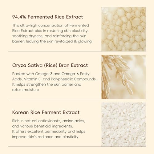Moisturizing Korean Rice Skin Care Set – Radiance Skincare 5-Step Routine with Rice Cleanser, Toner, Serum, Face Cream, Eye Cream, Hyaluronic Acid & Ceramides for Glowing Skin, All Skin Types
