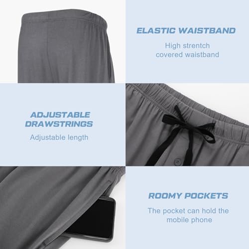 BAMBOO COOL Mens Pajama Pants Sleep Lounge Bottoms Soft Comfy Long Pj Pant Sleepwear with Pockets 2 Pack
