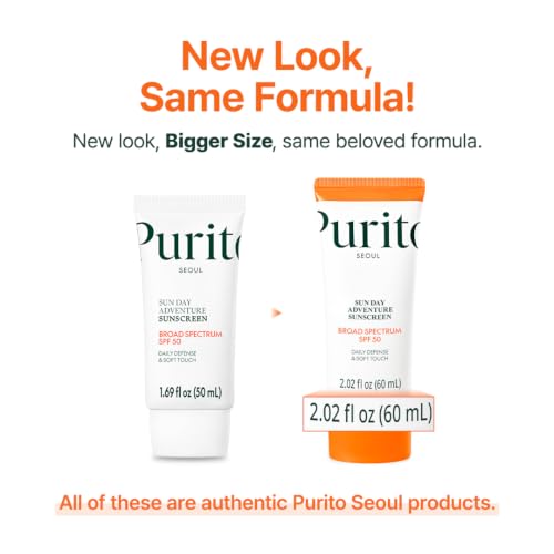 PURITO Korean Sunscreen SPF 50 for Sensitive Skin, 2.02 fl.oz