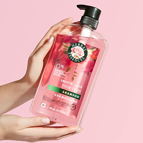 Herbal Essences Shampoo, Rose Hips - Smooth Collection, Shiny Hair with Vitamin E & Jojoba, Safe for Color Treated Hair, Floral Scent, Cruelty-Free, Dermatologist-Tested, 29.2 Fl Oz