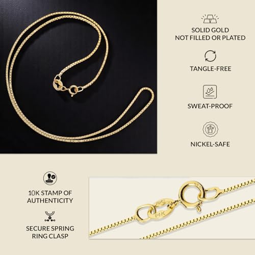 Everyday Elegance Solid 10K Yellow Gold Necklace for Women, 16 Inch
