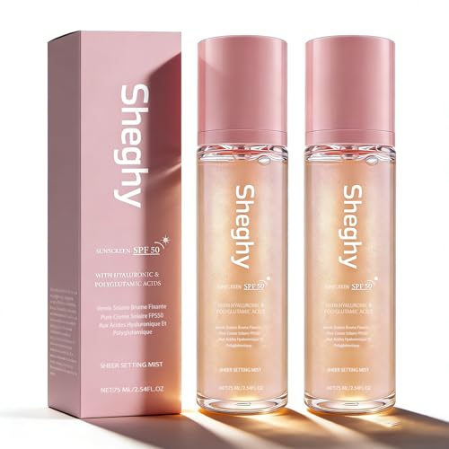 Sheghy Sunglaze Sheer Setting Mist Sunscreen SPF 50, Broad Spectrum Shimmering Body Oil Mist, Hydrating Makeup-Friendly Glow Spray, Reef-Safe, Non-Greasy & Fast-Absorbing for Face & Body (2)