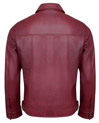 UrbanFocal Maroon Leather Jacket For Men - Real Lambskin Vintage Leather Jackets | [101001905] J.Wick Maroon, XL