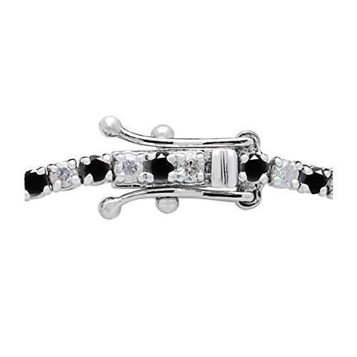 Pompeii 2ct Black & White Diamond Tennis Bracelet 14K White Gold 7"