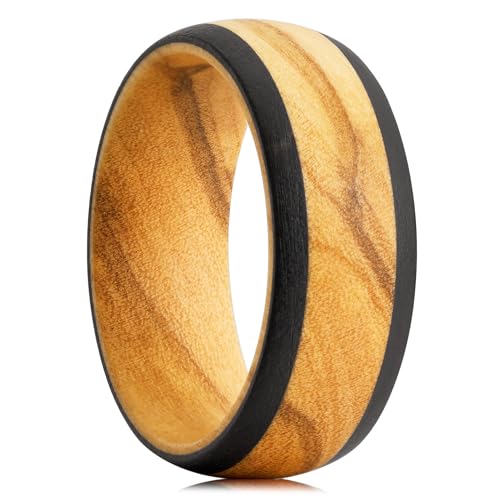 Mens Wood Rings Natural Wooden Wedding Bands 8mm Lightweight Size 9