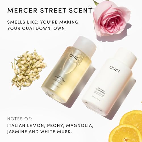 OUAI Fine Shampoo and Conditioner Set - Sulfate Free Shampoo and Conditioner for Women & Men - Made with Keratin, Marshmallow Root, Shea Butter & Avocado Oil - Free of Parabens & Phthalates (10 Fl Oz)