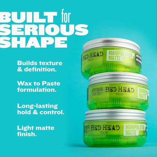 TIGI Bed Head Manipulator Matte Hair Wax, Strong Hold Sculpting and Styling Paste for Short to Medium Hair, 2.01 oz